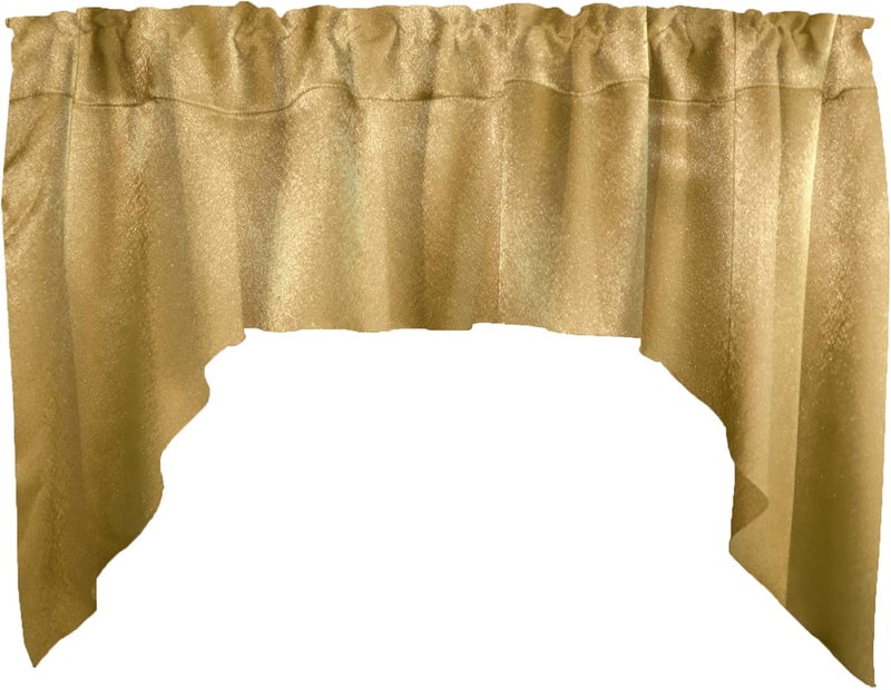 Solid Shiny Satin Swag Window Valance Home Décor Bedroom Nursery Kitchen Window (Gold)
